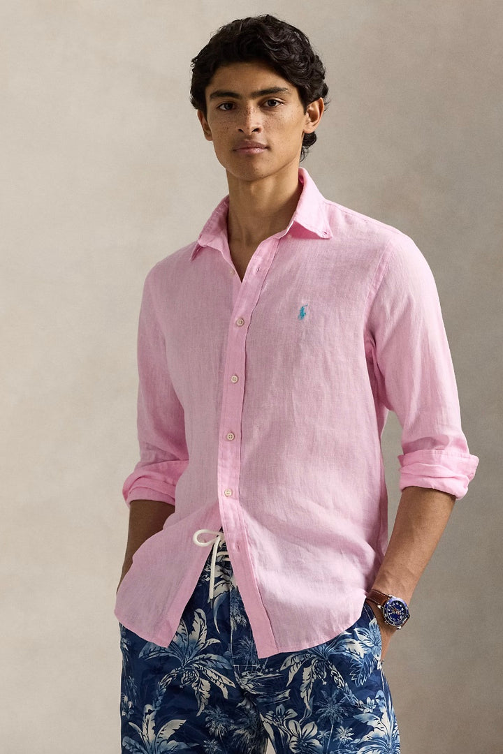 Custom Fit Linen Shirt Carmel Pink