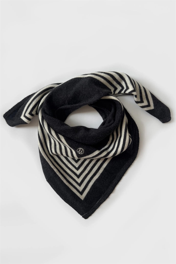 Cashmere Striped Scarf Black & White 65 cm