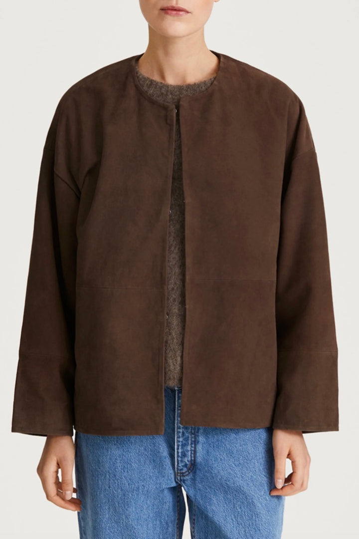 Vana Suede Jacket Pebble Brown
