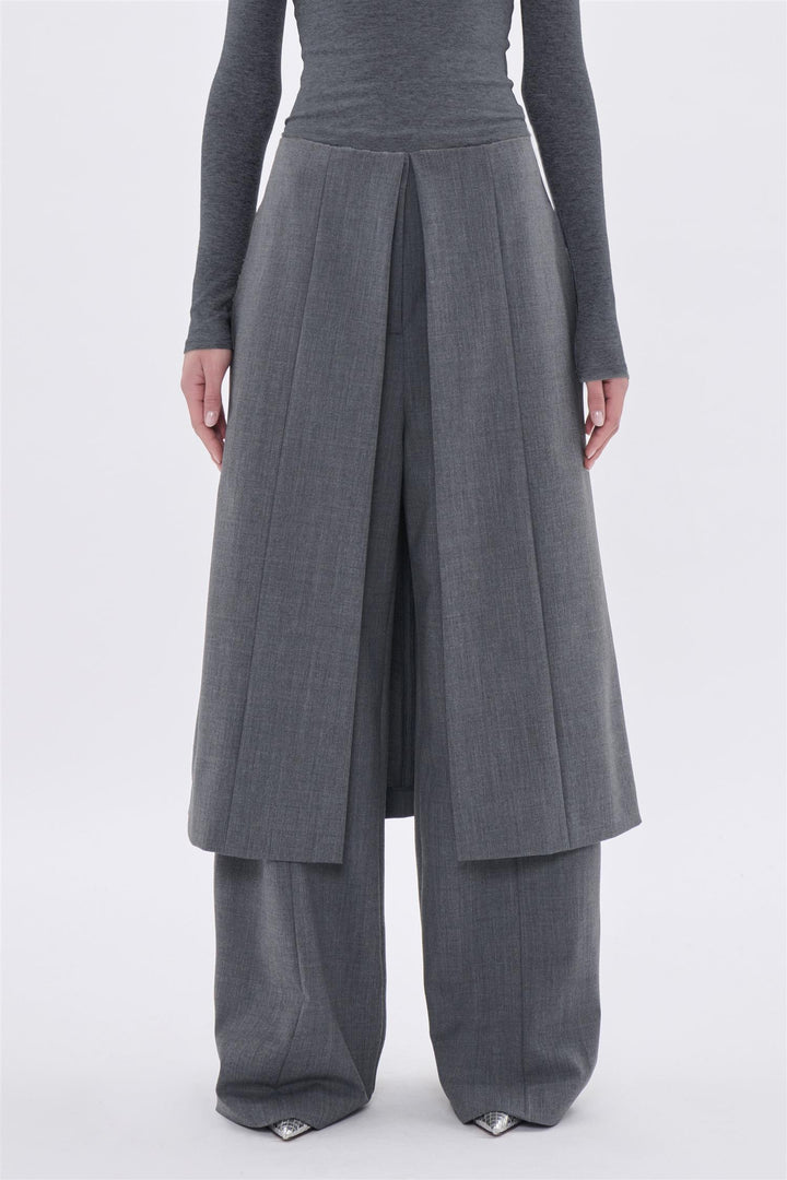 Elisabetta Tailored Wool Trousers Grey Melange