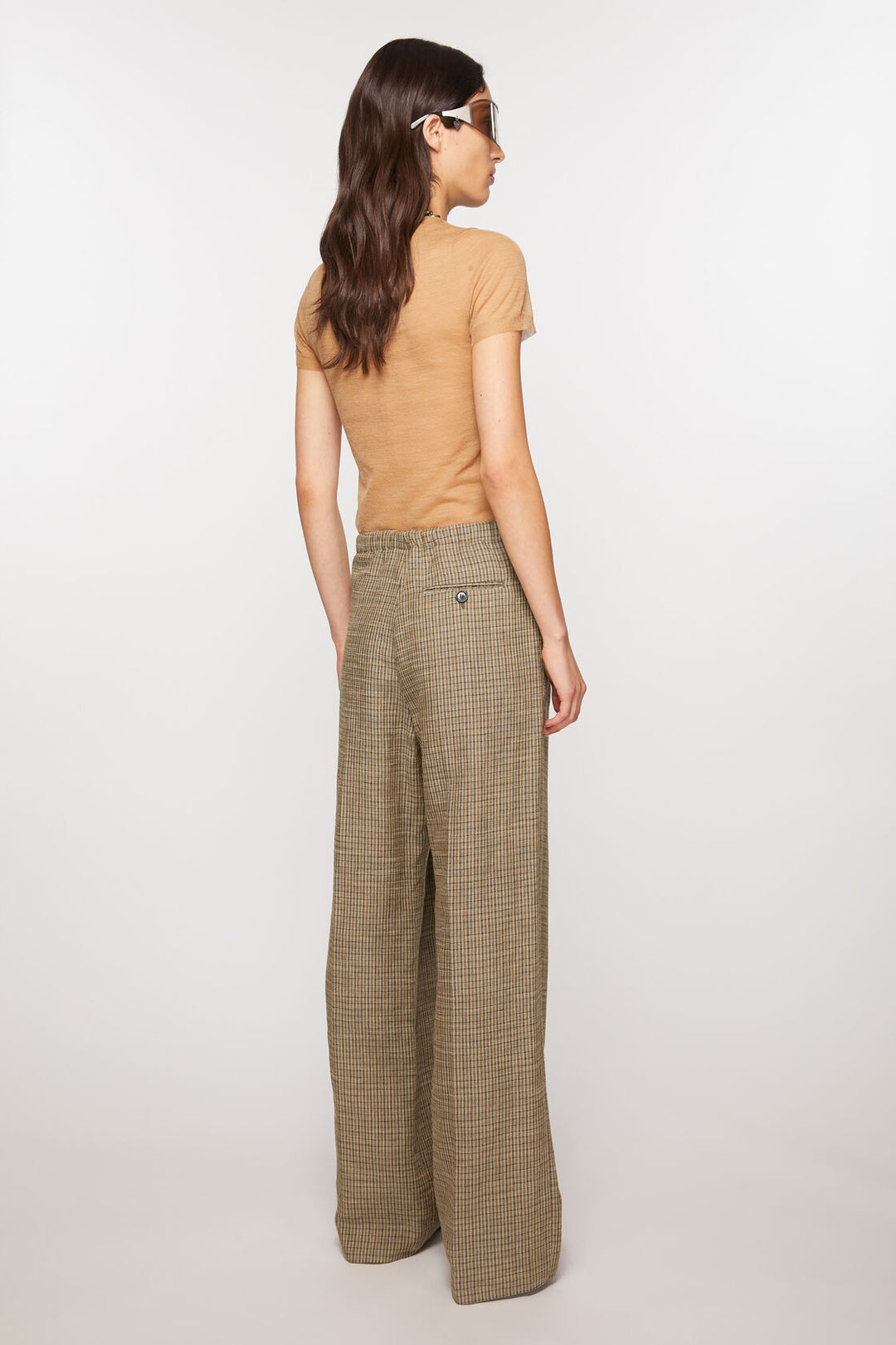 Tailored Linen Blend Trousers - Multi Brown