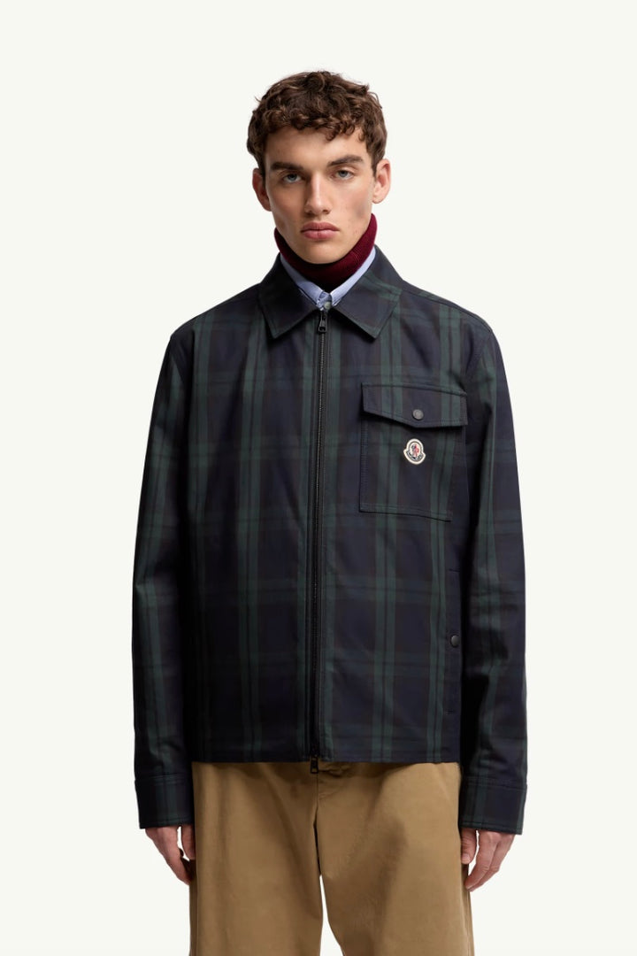 Checked Cotton Gabardine Long Sleeve Shirt