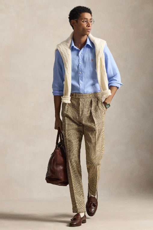 POLO RALPH LAUREN Custom Fit Linen Shirt Austin Blue - Dale