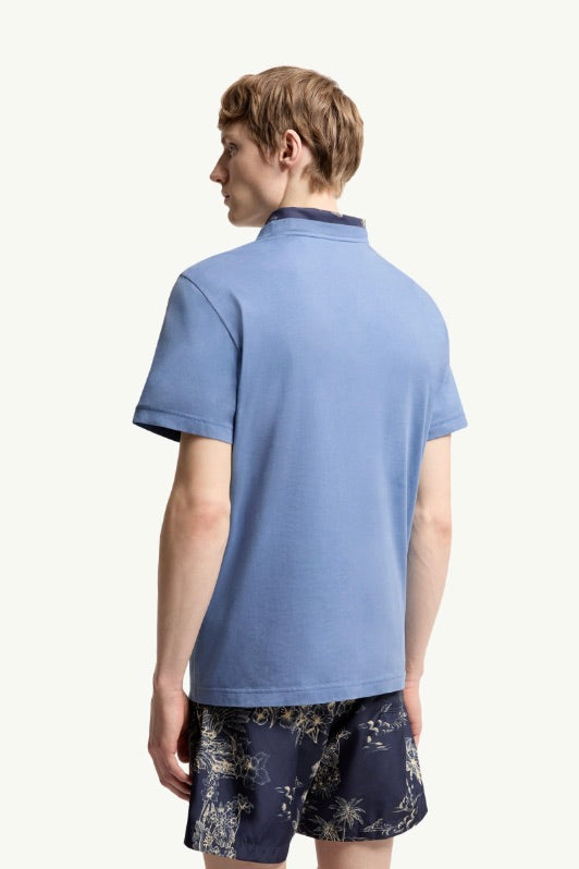 Embroidered Tricolor Logo Cotton T-Shirt Light Blue