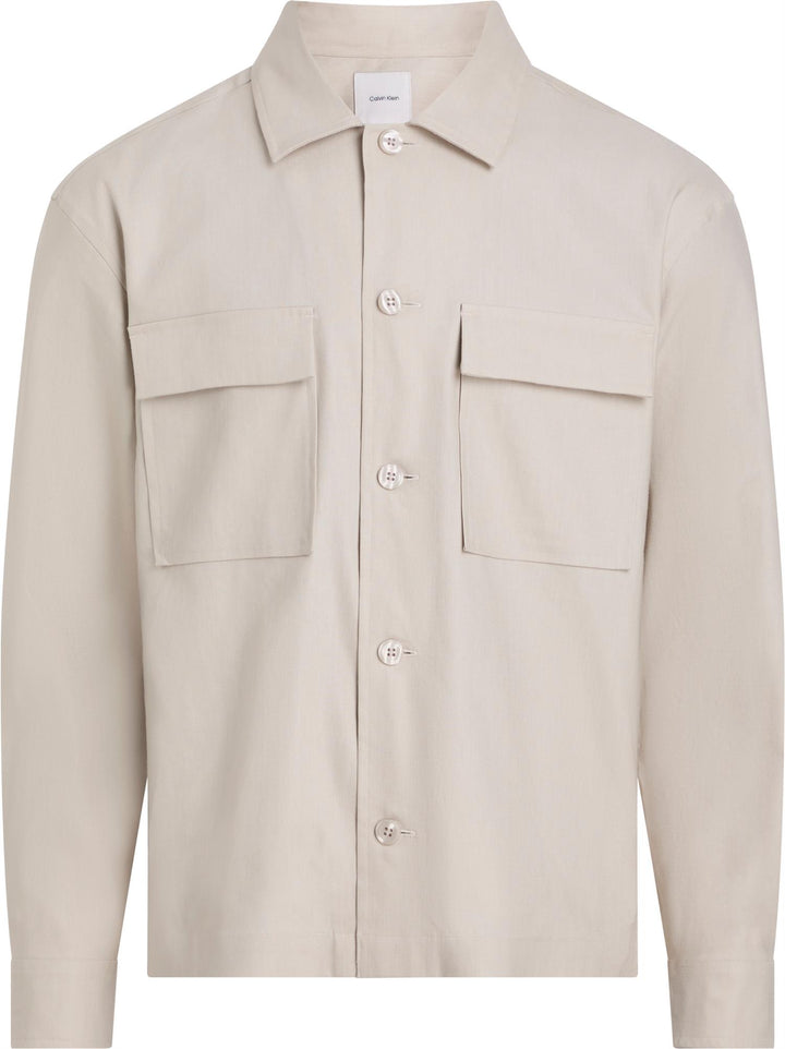 Linen Lyocell Stretch Overshirt Silver Lining