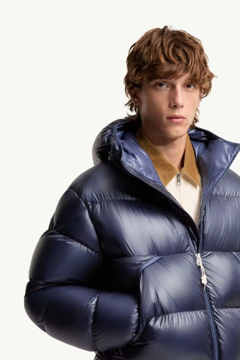 Anapo Hooded Mid-Length Down Jacket Dusty Blue
