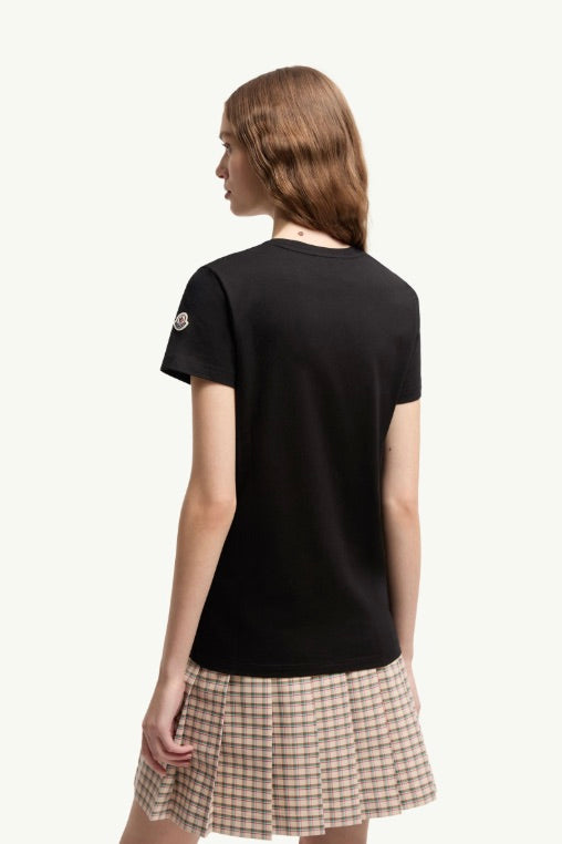 MONCLER Logo Patch Cotton Jersey T-Shirt Black - Dale