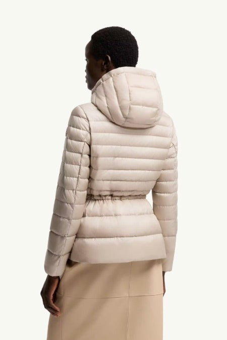 Raies Hooded Short Down Jacket Light Beige