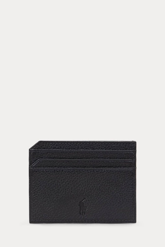 Pebbled Leather Card Case Black