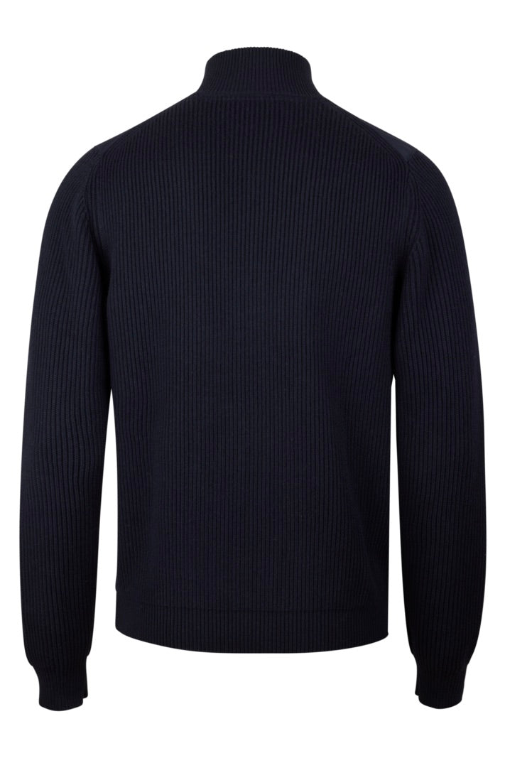 Cardigan Knitted Hybrid Buttoned Alcantara Navy