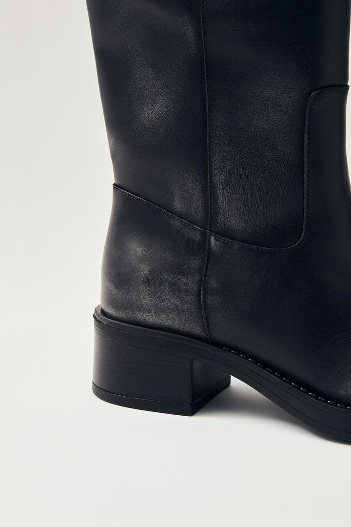 Sajan Black Leather Boots