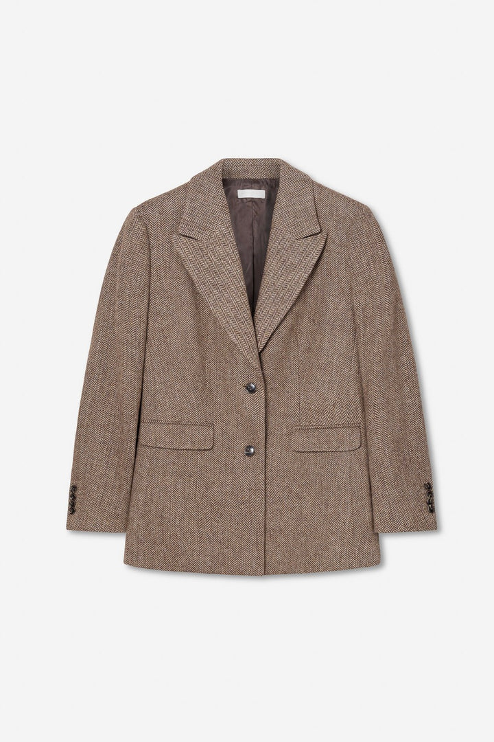 Abby Herringbone Blazer Cognac