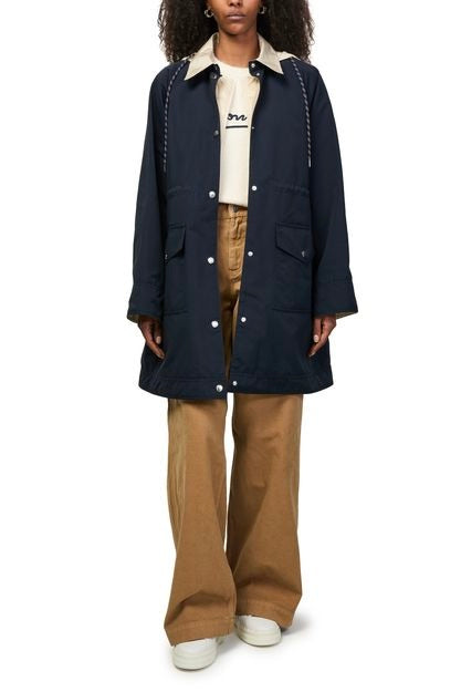 Begonia 3-in-1 Hooded Long Down Jacket Navy