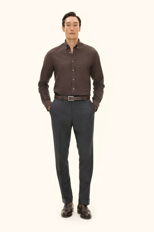 Dandy Turn Up Trousers Dark Grey
