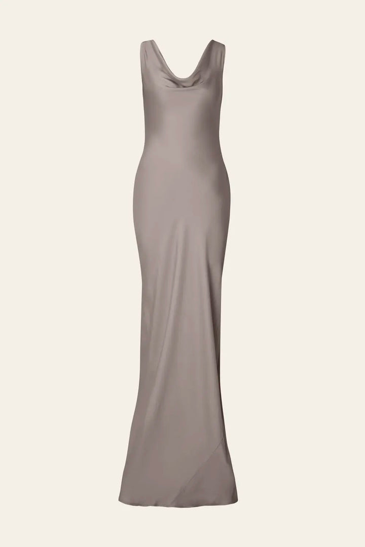 MALINA Leah Cowl Neck Satin Maxi Dress - Dale