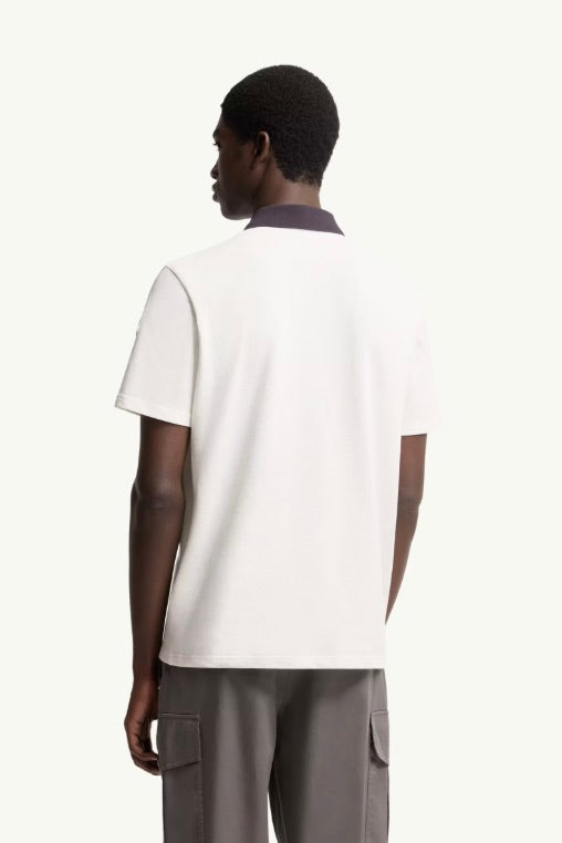 MONCLER Embroidered Logo Cotton Piquet Polo Shirt White - Dale
