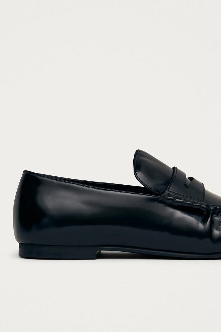 Aven Black Leather Loafers