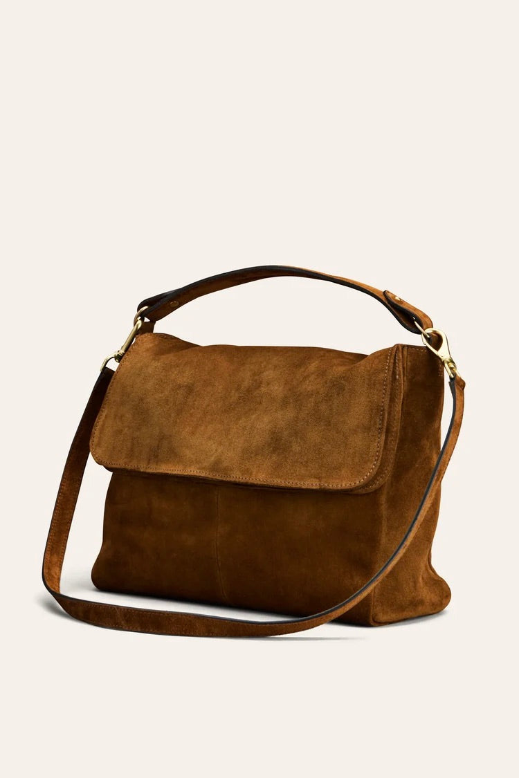 Mabi Camel Suede Shoulder Bag