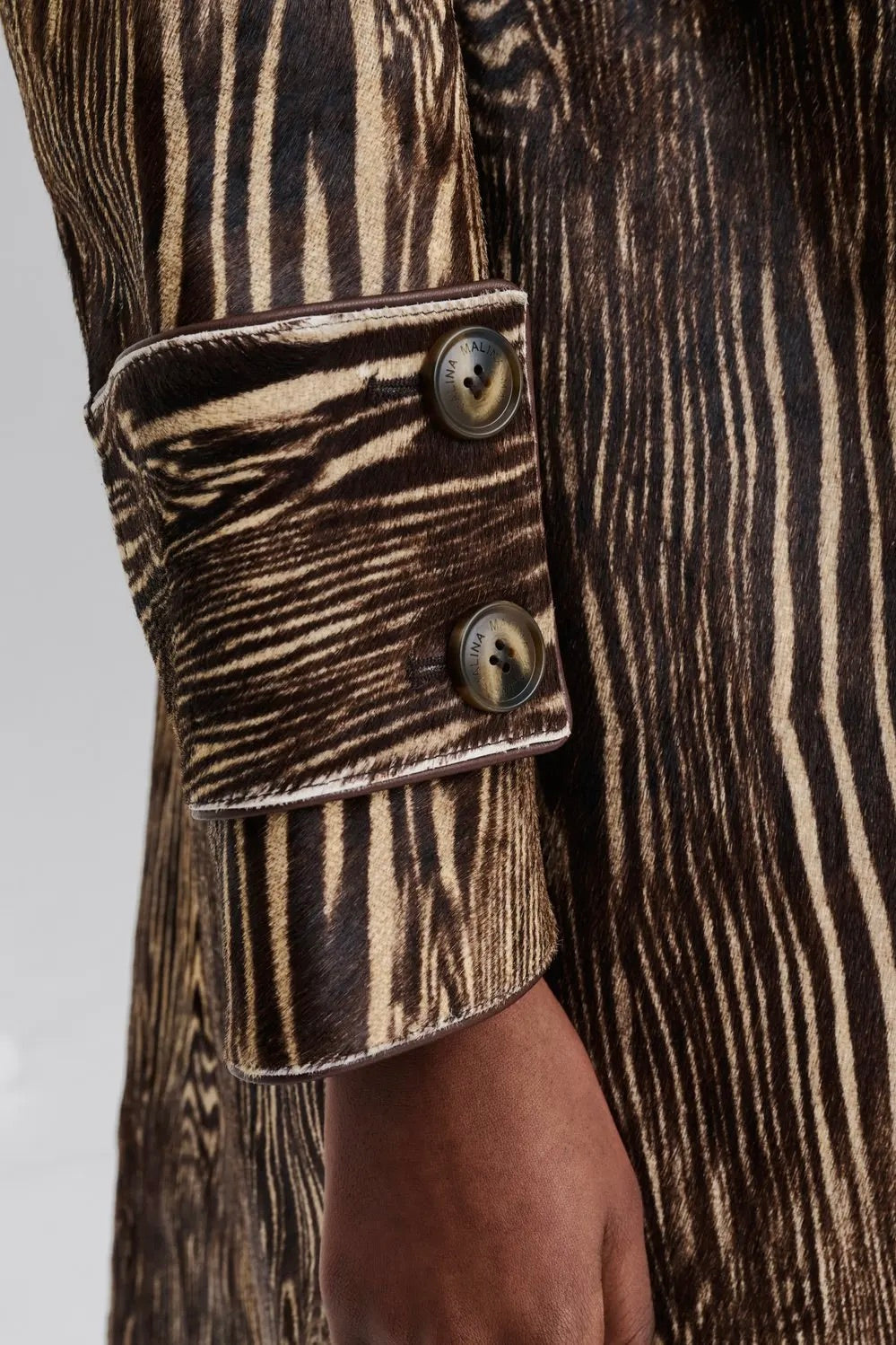 BY MALINA Zellea Moire Leather Coat - Dale