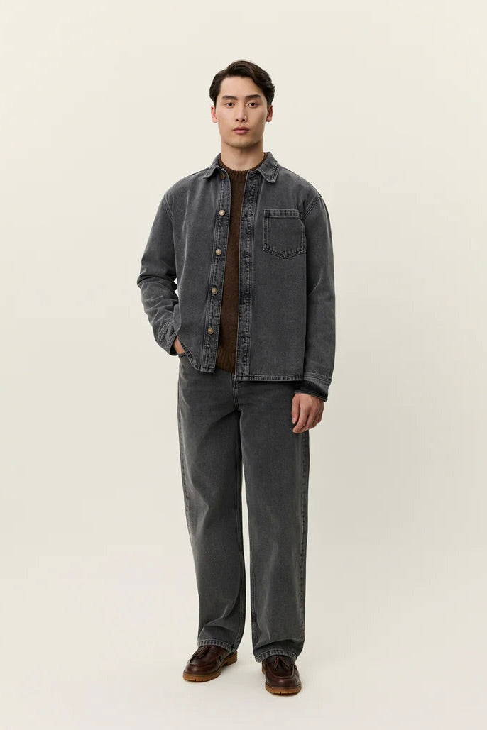 LES DEUX Loan Washed Overshirt Grey Washed Denim - Dale