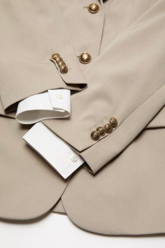 Layered Wool Suit Jacket Beige
