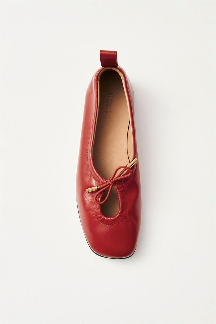 Rosalind Red Leather Ballet Flats