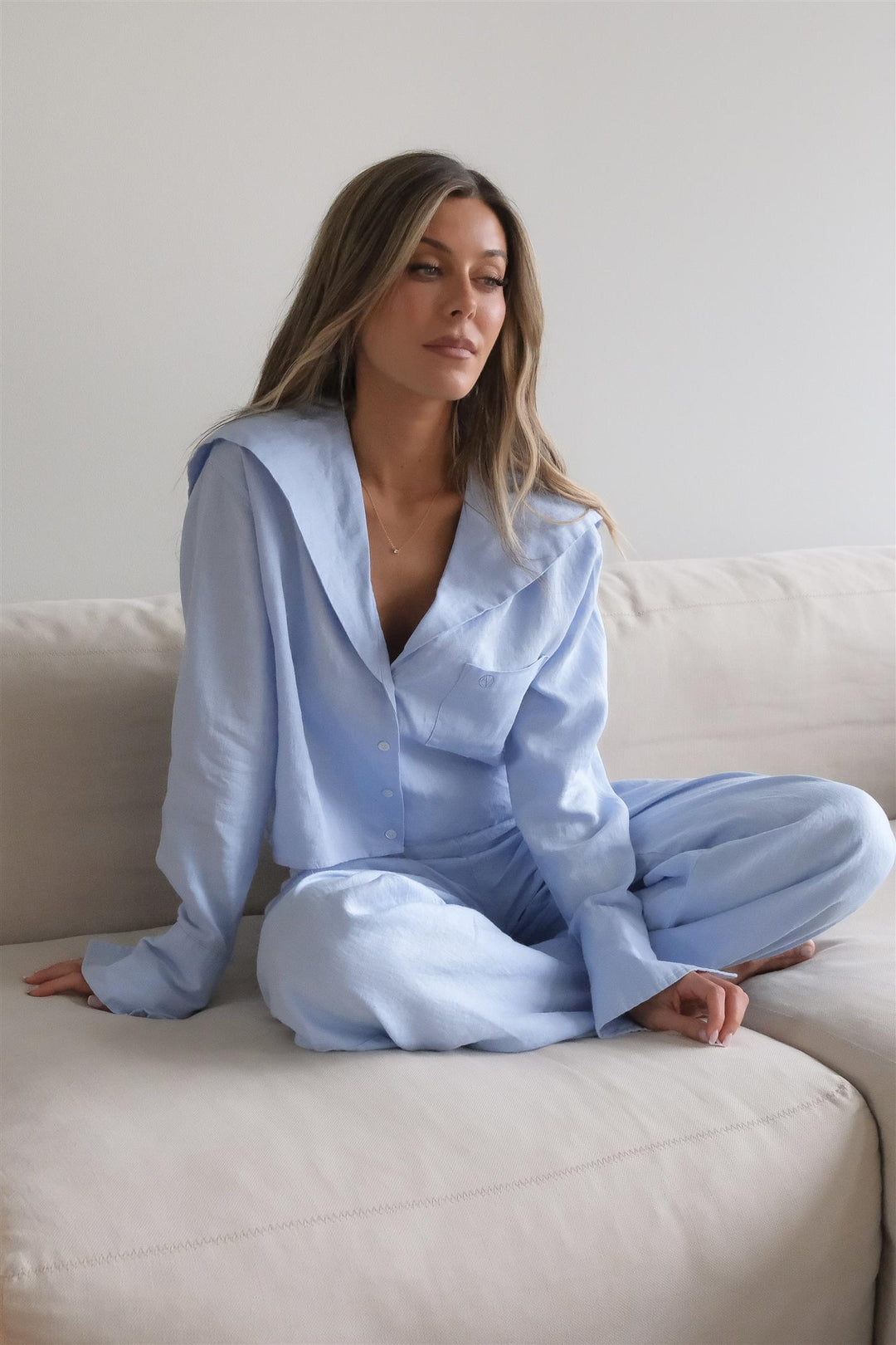 Linen Sailor Shirt Light Blue