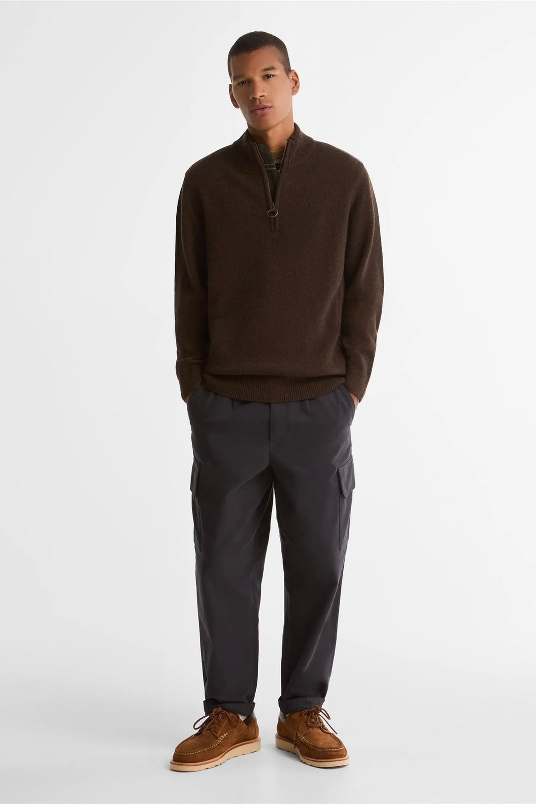 Barbour Holden Half Zip Dark Oak