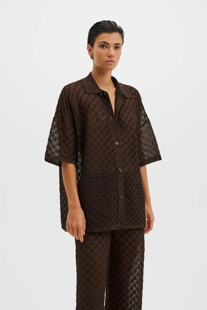 Moa Knitted Shirt Chocolate
