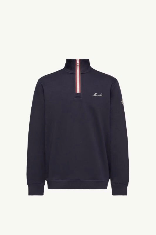 Embroidered Logo Polo Neck Sweatshirt Navy