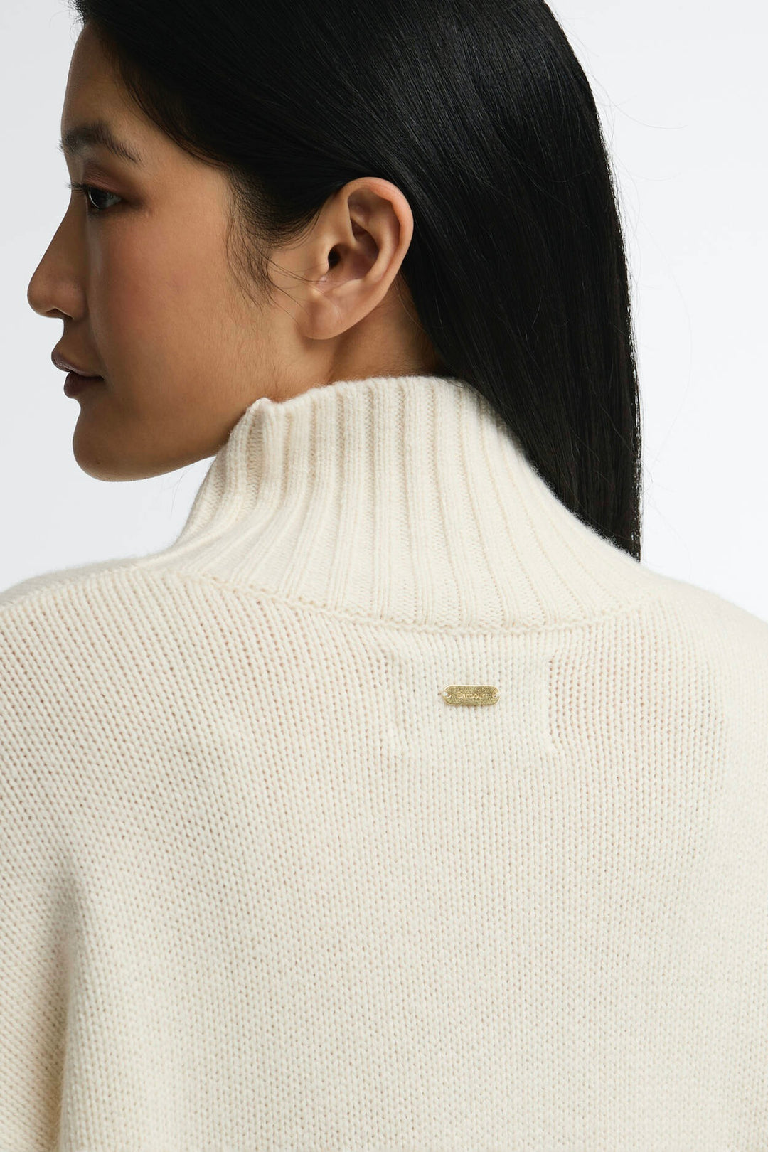 Woodhouse Cashmere-Blend Funnel Neck Jumper Summer Pearl/Ecru