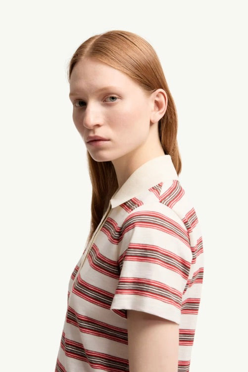 Striped Cotton Polo Shirt Red/White Stripe