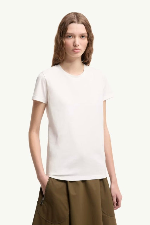 MONCLER Logo Patch Cotton Jersey T-Shirt Offwhite - Dale