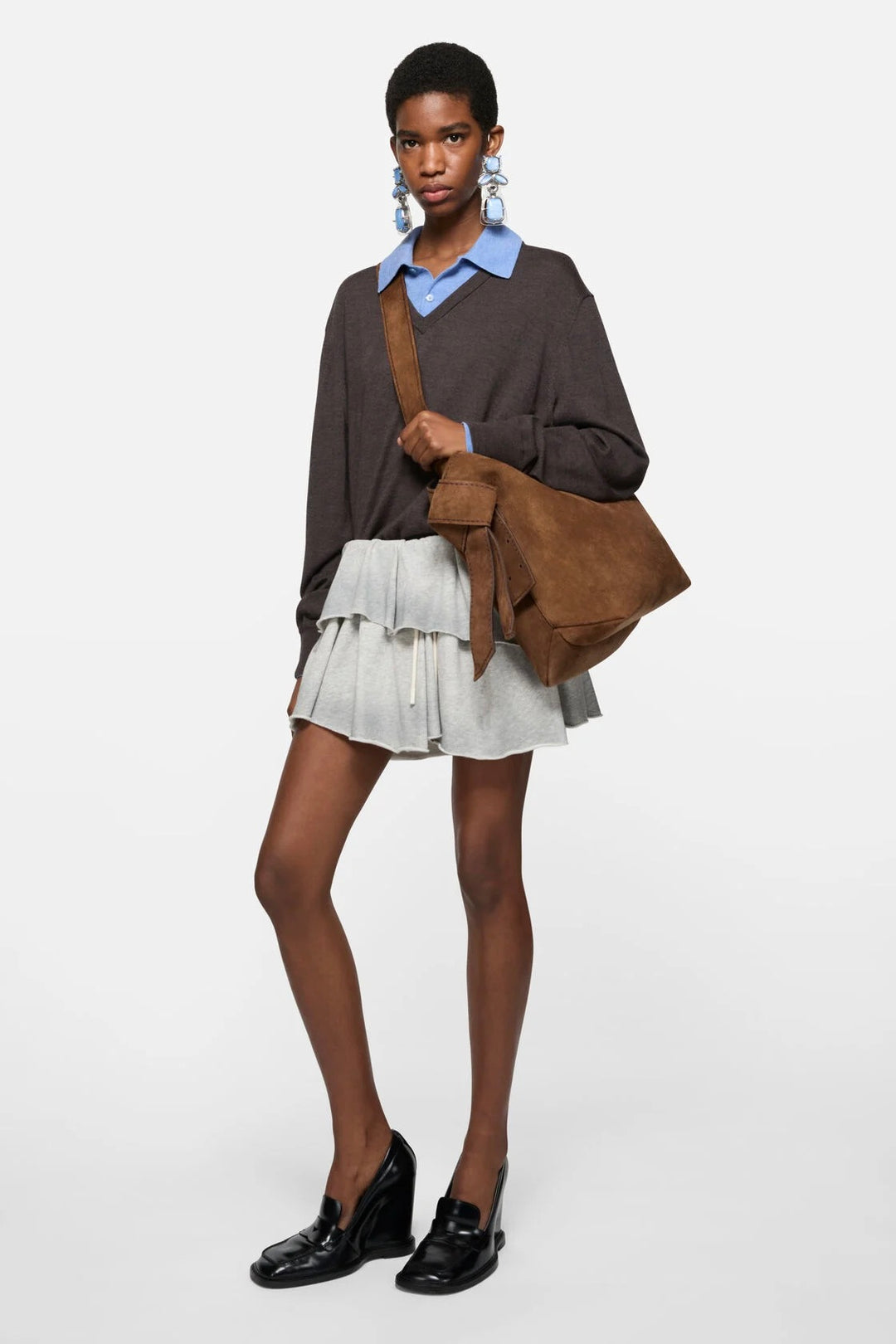 Musubi Suede Midi Bag Cognac Brown