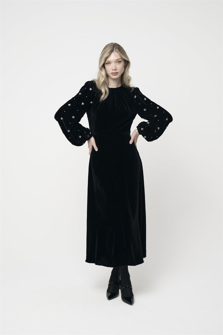 Ava Embellished Dress Black