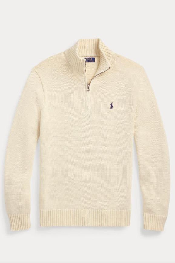 Cotton Quarter-Zip Jumper Andover Cream