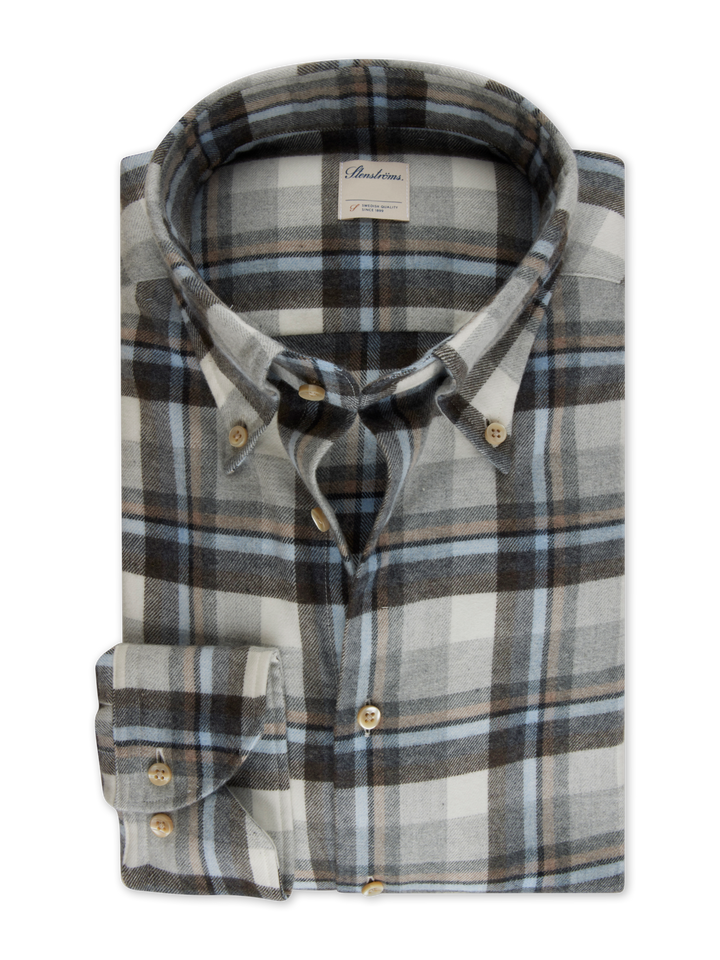 Fitted Body Flannel Light Blue Check