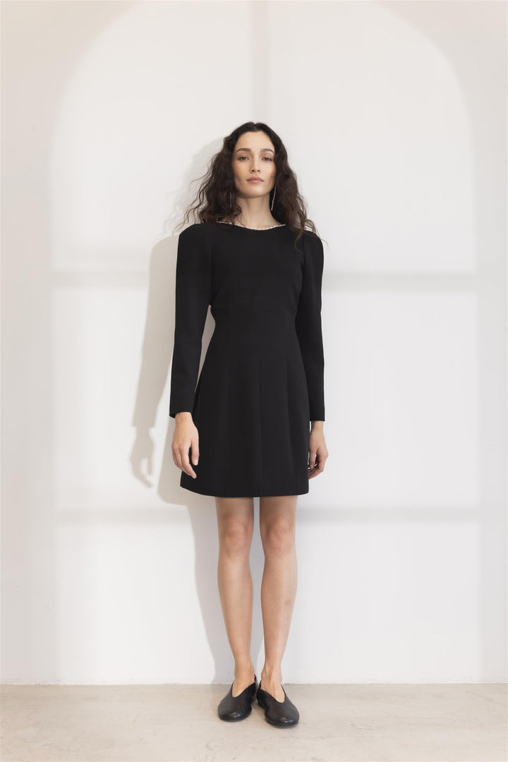 Nathalie Pearl Dress Black