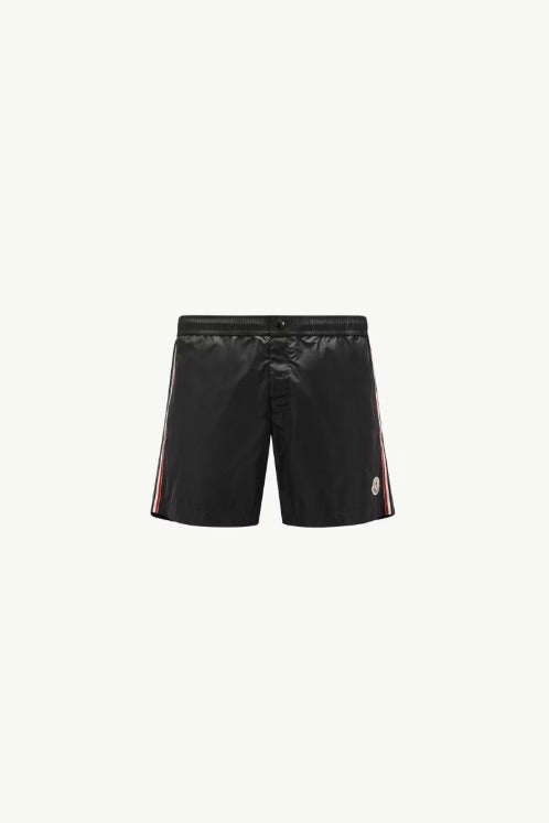 Tricolour-Trimmed Swim Shorts Black