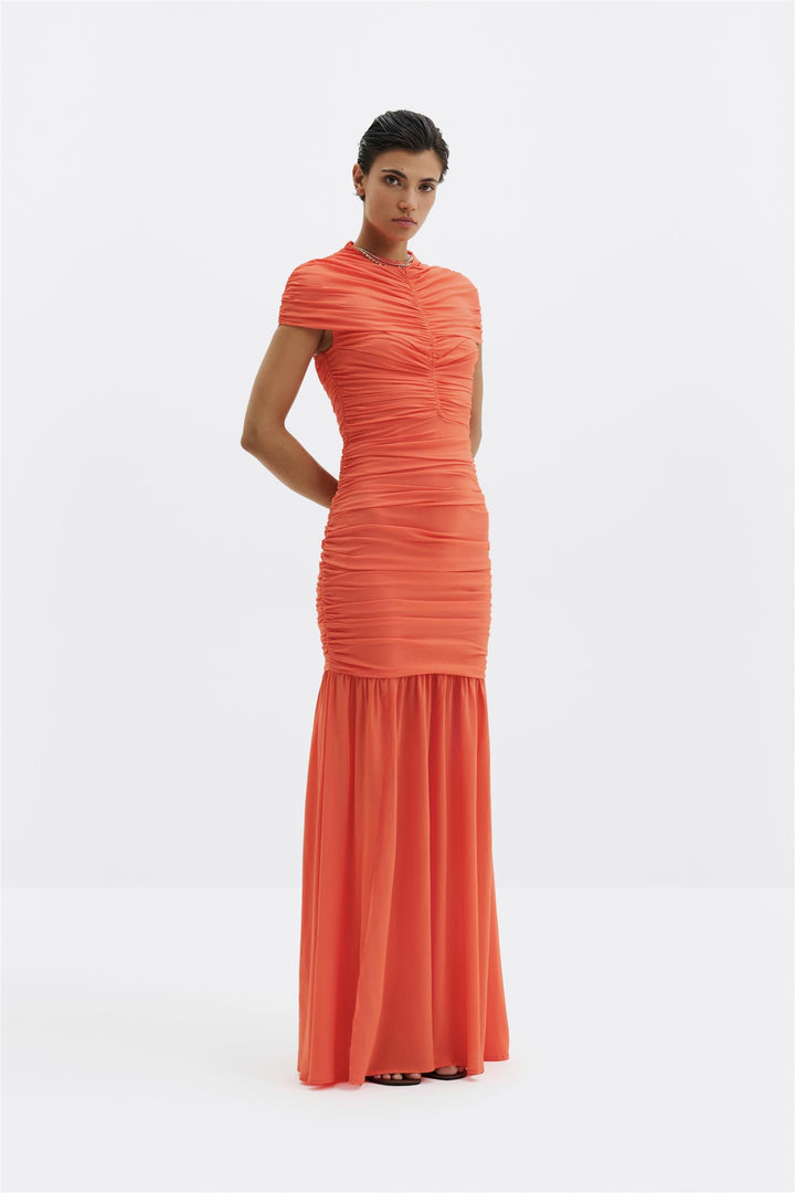 Leona Draped Chiffon Maxi Dress
