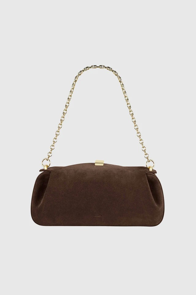 Oyster Clutch Suede Chocolate