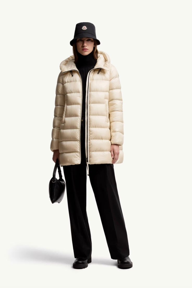 Suyenne Hooded Mid-Length Down Jacket Light Beige