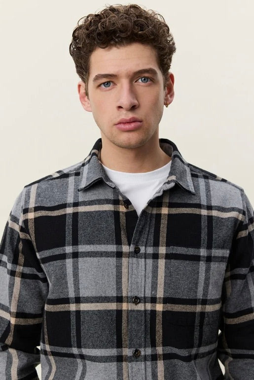 Check Flannel Shirt Grey Melange