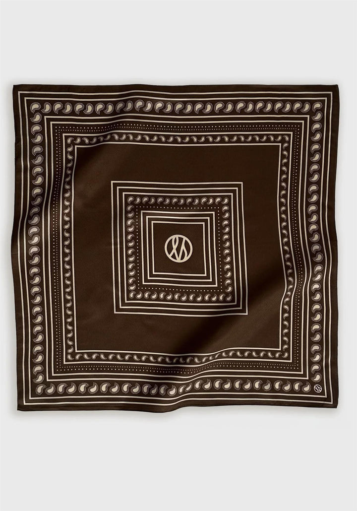 LE SCARF Paisley Scarf Mocha Mousse & Cream 50x50 - Dale