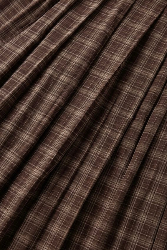 Asymmetric Checked Maxi Skirt Marrone