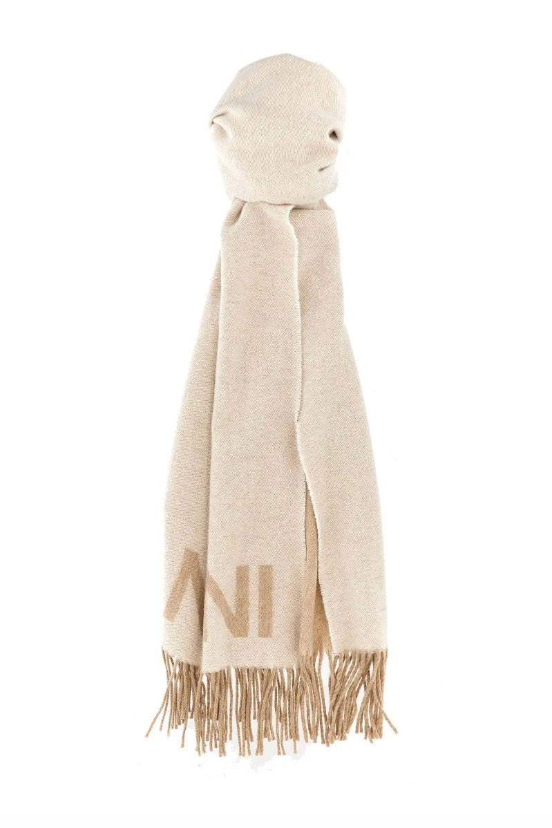 Fringed Wool Scarf Egret