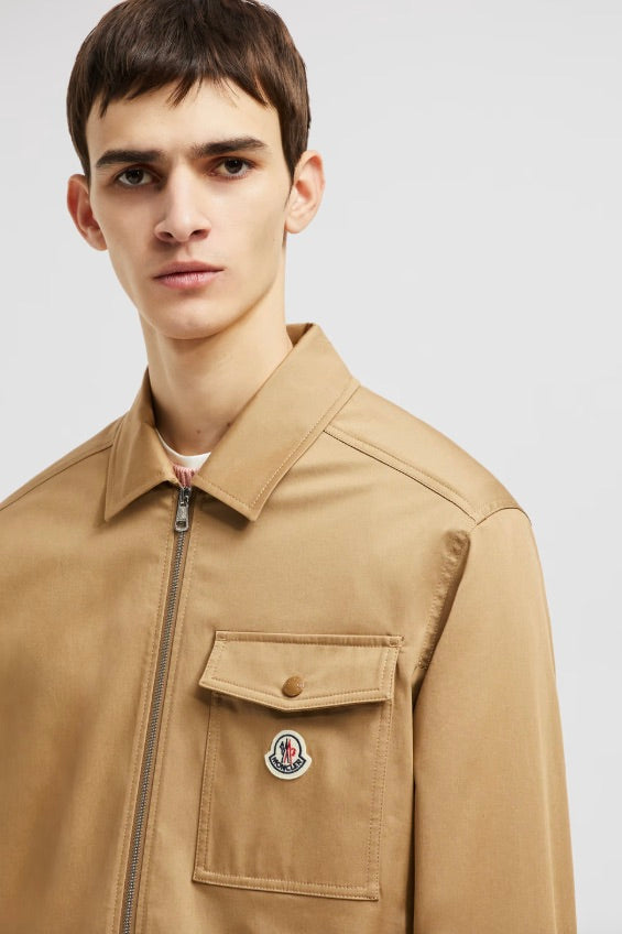 Cotton Gabardine Zip-Up Shirt Jacket