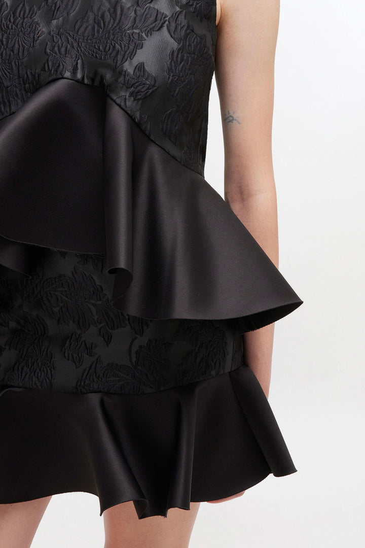 Satin Cloque Sleeveless Peplum Blouse