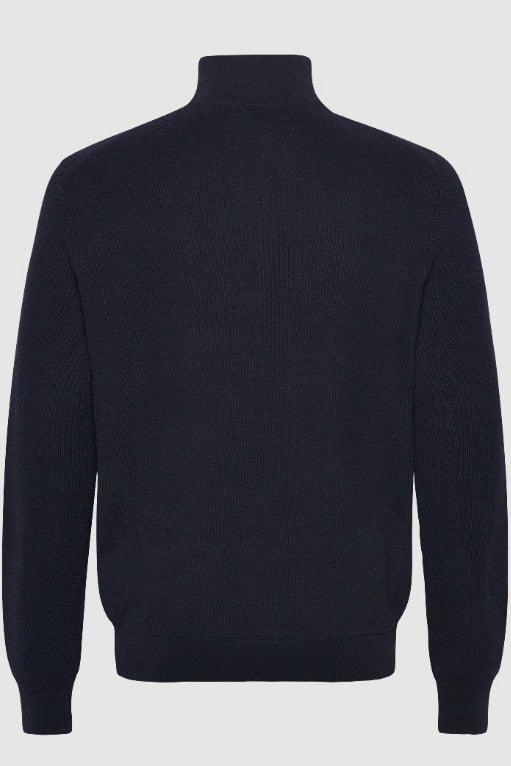 Mesh-Knit Cotton Quarter-Zip Sweater Navy Heather