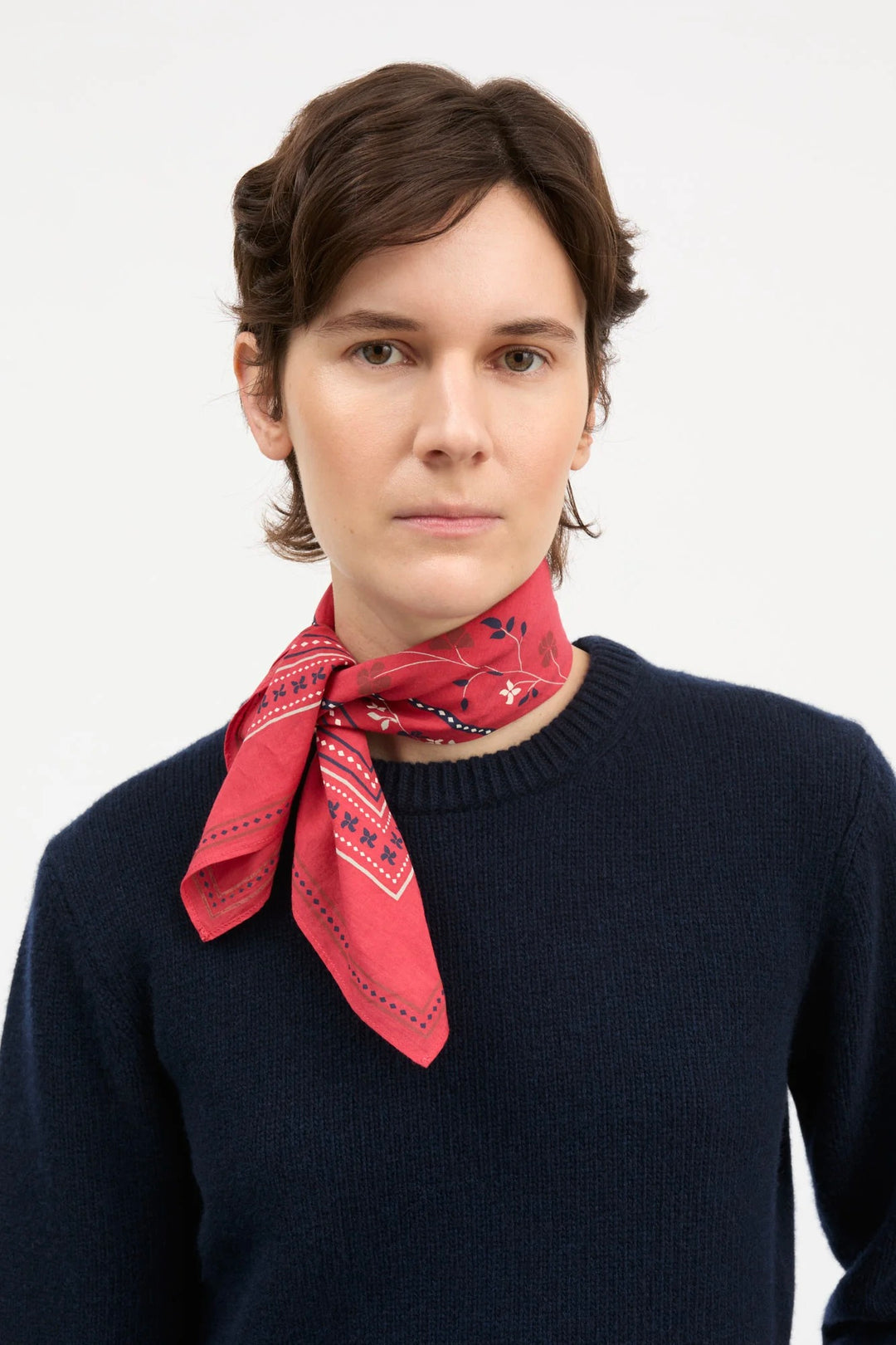 Skall Floral Scarf 55x55 Faded Red